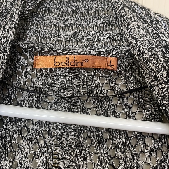 Diamond Pattern Gray Open Front Cardigan Size Large - Picture 4 of 8